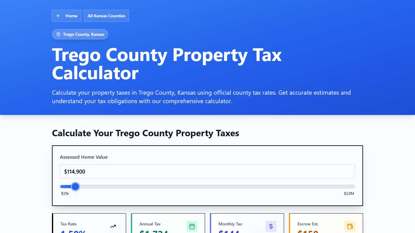 Trego County, KS Property Tax Calculator 2025-2026